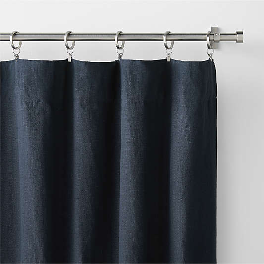 Indigo Blue European Flax ™-Certified Linen Blackout Window Curtain Panel 52"x96"