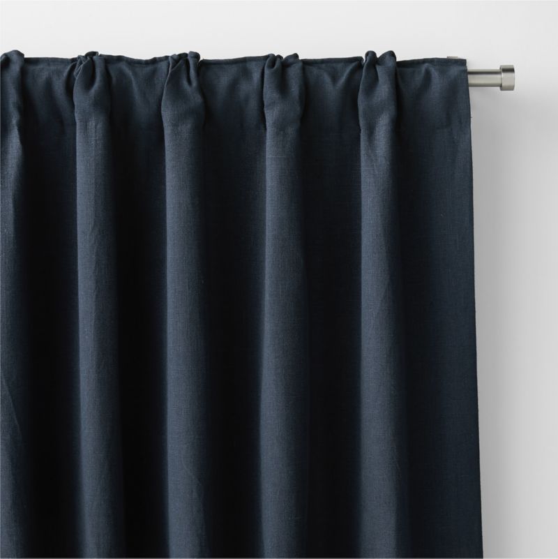 Indigo Blue European Flax ™-Certified Linen Blackout Window Curtain Panel 52"x108" - image 4 of 7