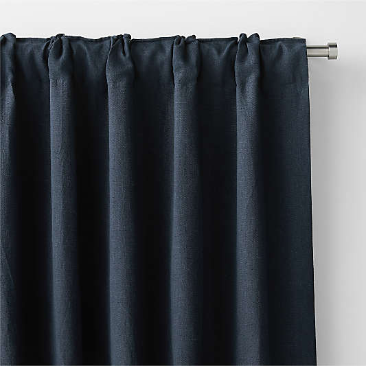 Indigo Blue European Flax ™-Certified Linen Blackout Window Curtain Panel 52"x120"