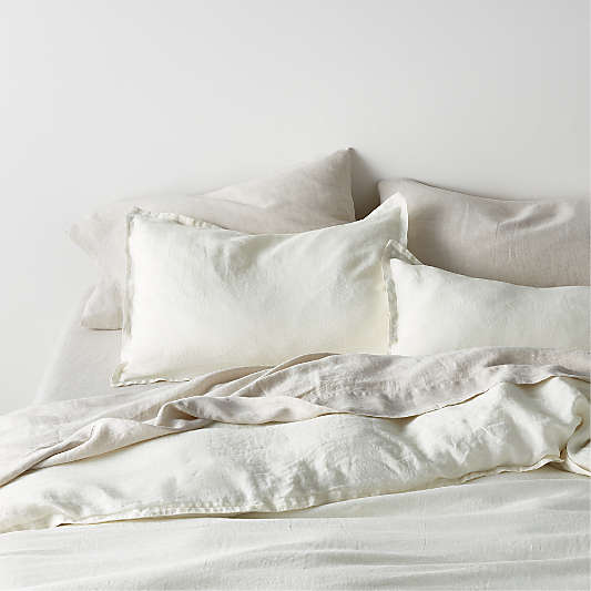 New Natural EUROPEAN FLAX ™-certified Linen Warm White Duvet Covers and Shams