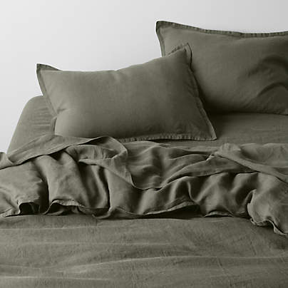 New Natural EUROPEAN FLAX ™-Certified Linen Burnt Green King Duvet Cover