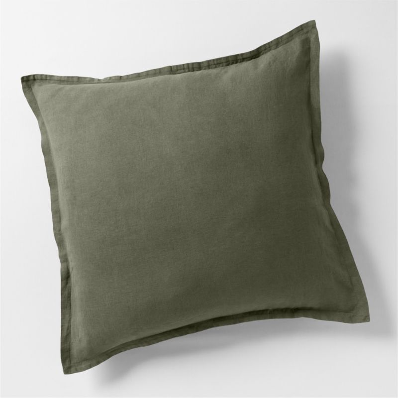 New Natural EUROPEAN FLAX ™-Certified Linen Burnt Green Euro Bed Pillow Sham