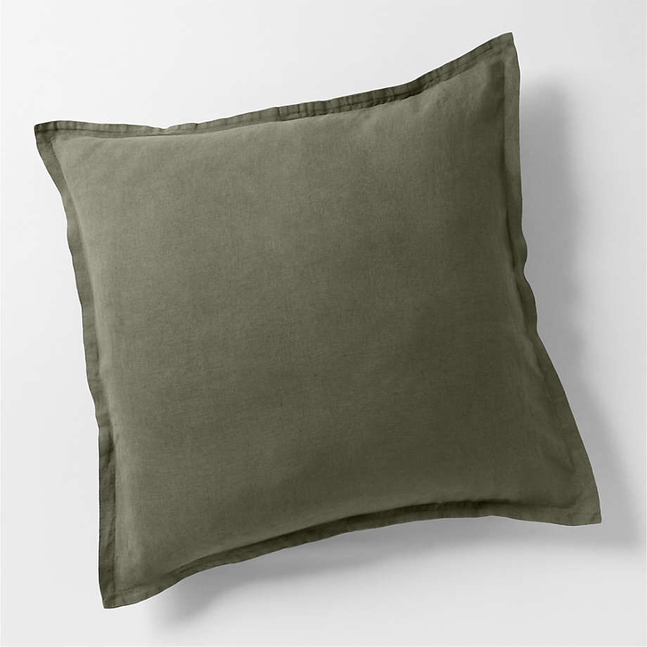 European Flax ®-Certified Linen Burnt Green Euro Pillow Sham Cover