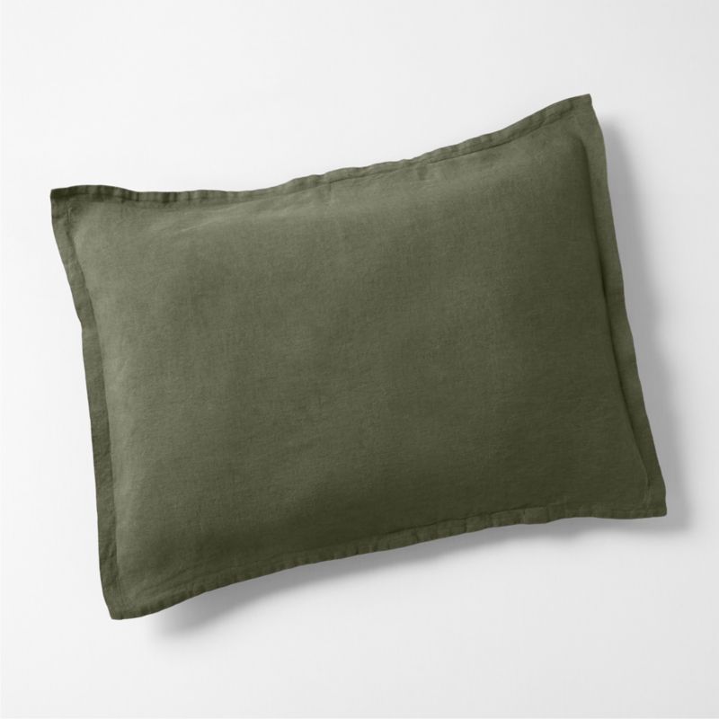 New Natural European Flax Certified Linen Burnt Green Standard Bed ...