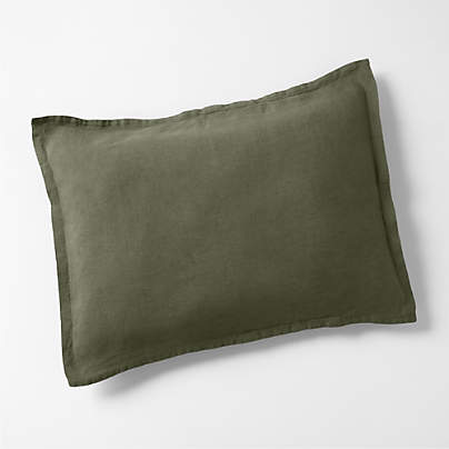 New Natural EUROPEAN FLAX ™-Certified Linen Burnt Green Standard Bed Pillow Sham