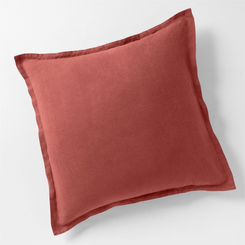 New Natural European Flax Certified Linen Castilian Red Euro Bed Pillow Sham  + Reviews