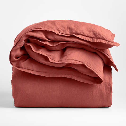 New Natural EUROPEAN FLAX ™-Certified Linen Castilian Red King Duvet Cover