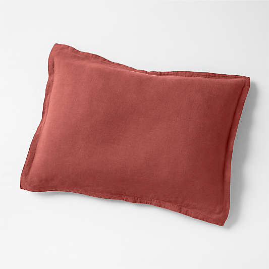 New Natural EUROPEAN FLAX ™-Certified Linen Castilian Red Euro Bed Pillow Sham