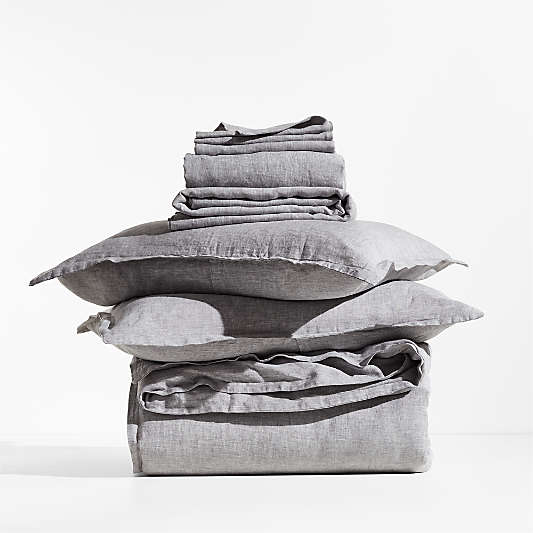 New Natural EUROPEAN FLAX ™-certified Linen Grey Chambray Bedding Set