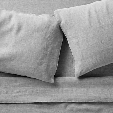View Aire Natural EUROPEAN FLAX ™-Certified Linen Grey Chambray Queen Bed Sheet Set details