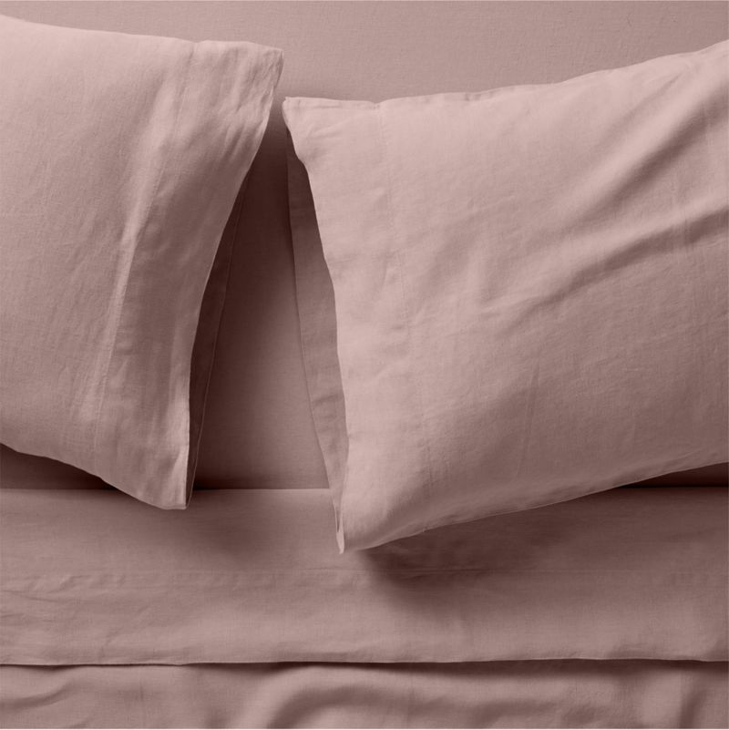 New Natural EUROPEAN FLAX ™-certified Linen Moody Mauve Full Bed Sheet Set