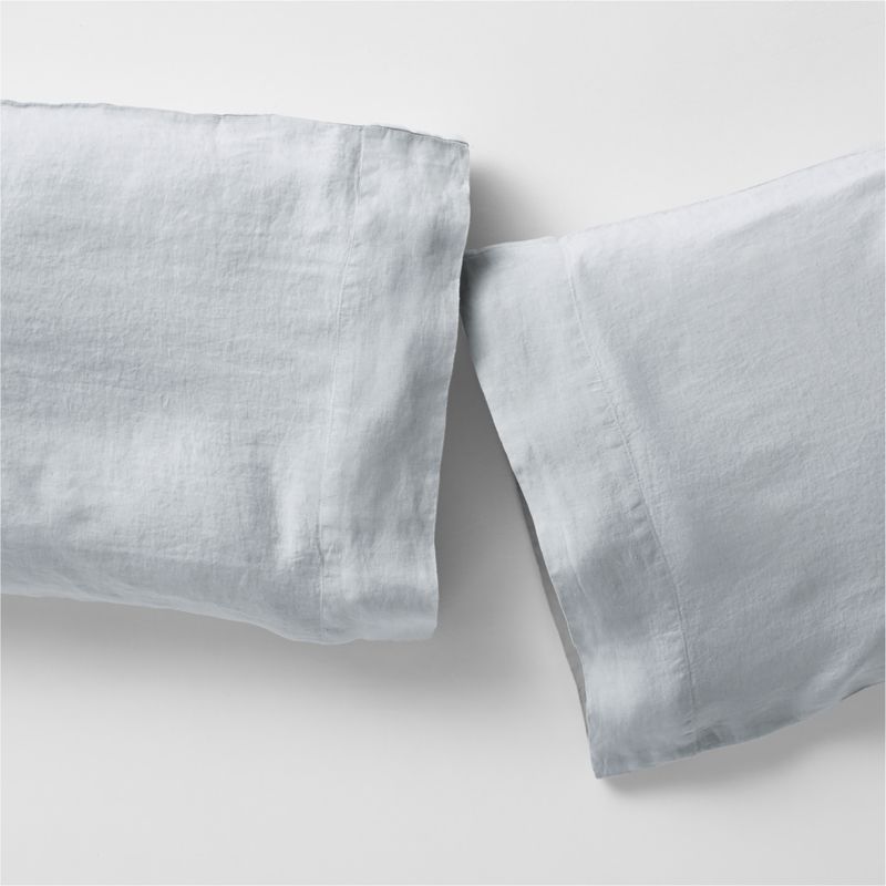 New Natural EUROPEAN FLAX ™-certified Linen Mist Blue Standard Pillowcases, Set of 2