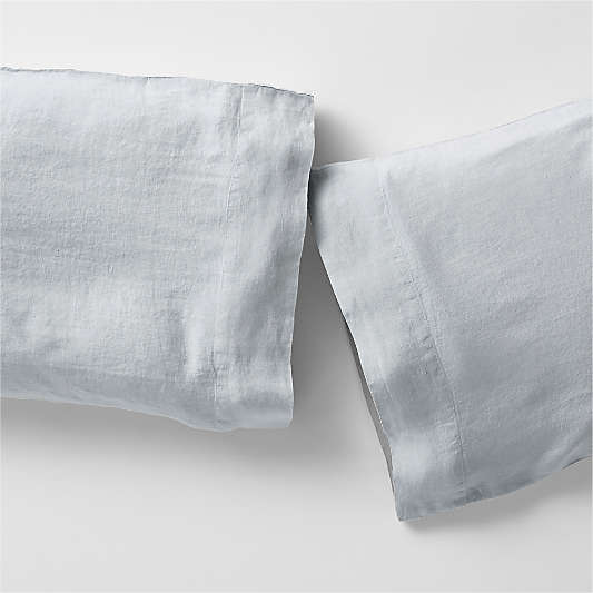 New Natural EUROPEAN FLAX ™-certified Linen Mist Blue Pillowcases, Set of 2