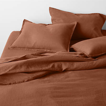 New Natural EUROPEAN FLAX ™-Certified Linen Spice Orange Full/Queen Duvet Cover