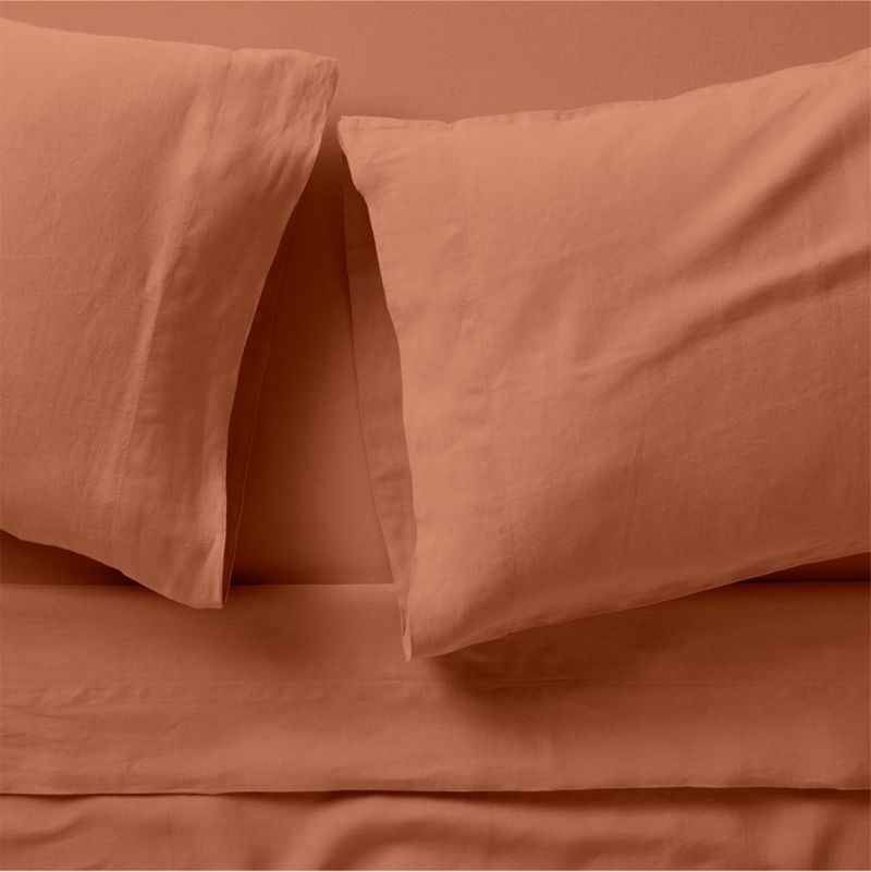 New Natural EUROPEAN FLAX ™-Certified Linen Spice Orange Full Bed Sheet Set