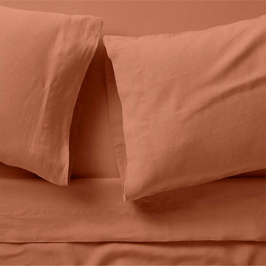European Flax ®-Certified Linen Spice Orange Full Bed Sheet Set