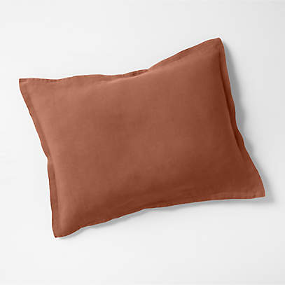 New Natural European Flax Certified Linen Spice Orange Standard Bed Pillow  Sham