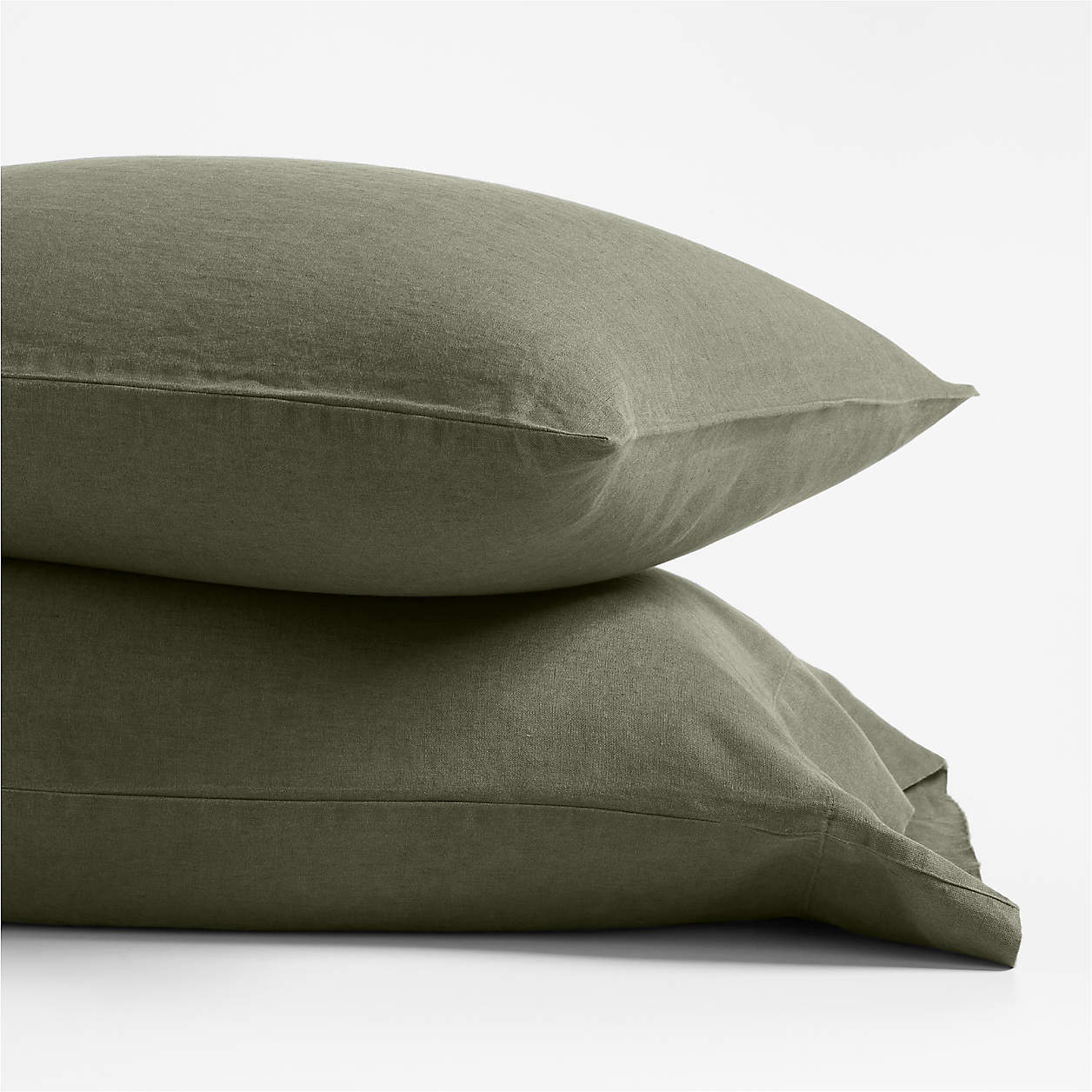 European Flax Certified Linen Burnt Green Standard Pillow Case, Set of