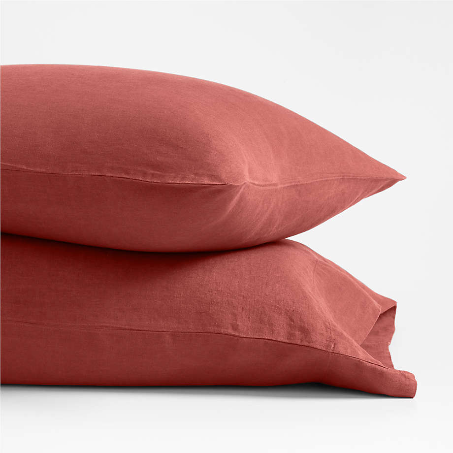 European Flax Certified Linen Castilian Red KingSize Pillow Case, Set