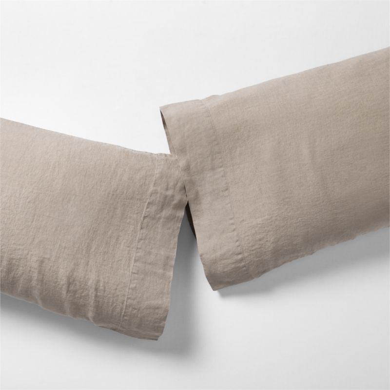 Viewing product image New Natural European Flax ™-Certified Linen Clay Taupe Standard Pillowcases, Set of 2 - image 1 of 4