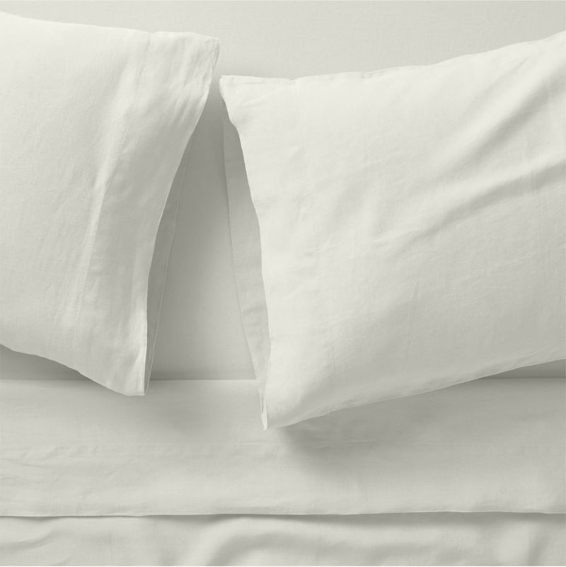 Viewing product image Aire Natural EUROPEAN FLAX ™-Certified Linen Warm White Queen Bed Sheet Set - image 1 of 2