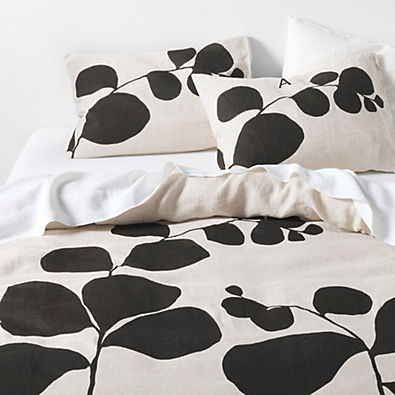 View New Natural European Flax ™-Certified Linen Botanical Full/Queen Duvet Cover details