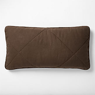 Tonal Checkerboard Organic Cotton Linen Blend 23"x23" Deep Brown Throw Pillow with Down-Alternative Insert