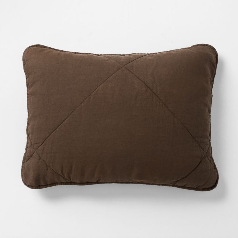 EUROPEAN FLAX™-Certified Linen Deep Brown Quilted Standard Bed Pillow Sham - image 0 of 9