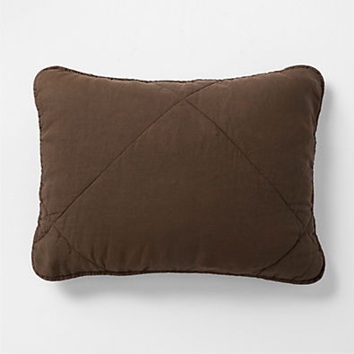 View EUROPEAN FLAX™-Certified Linen Deep Brown Quilted Standard Bed Pillow Sham details