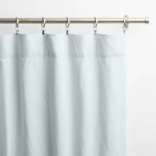 Pale Blue European Flax ™-Certified Linen Blackout Window Curtain Panels