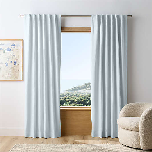 Pale Blue European Flax ™-Certified Linen Blackout Window Curtain Panels