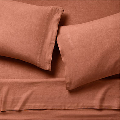 View New Natural EUROPEAN FLAX ™-Certified Linen Copper Queen Bed Sheet Set details