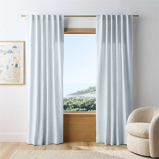 Pale Blue European Flax -Certified Linen Window Curtain Panel