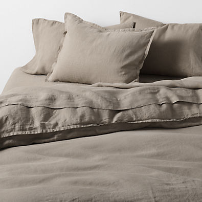 View New Natural European Flax ™-Certified Linen Clay Taupe King Duvet Cover details