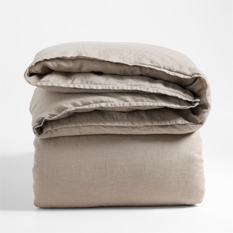 New Natural European Flax ™-Certified Linen Clay Taupe King Duvet Cover - image 7 of 9