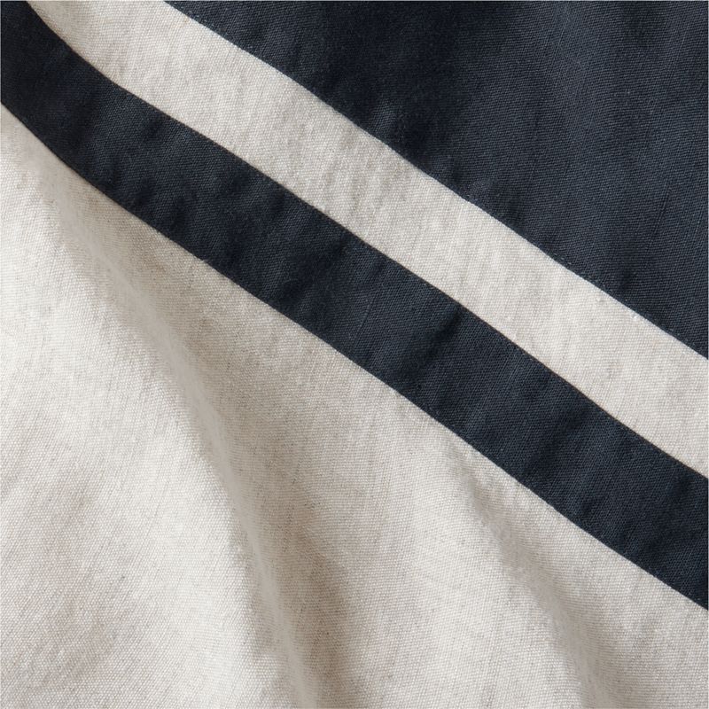 New Natural EUROPEAN FLAX ™-Certified Linen Arcadia Tan and Midnight Navy Border King Duvet Cover - image 6 of 8