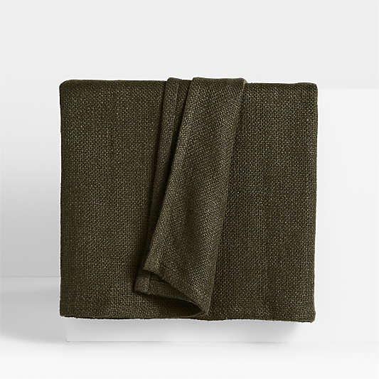 EUROPEAN FLAX ™-Certified Linen Viscose Burnt Green Full/Queen Bed Blanket