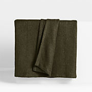 EUROPEAN FLAX ™-Certified Linen Viscose Burnt Green Full/Queen Bed Blanket