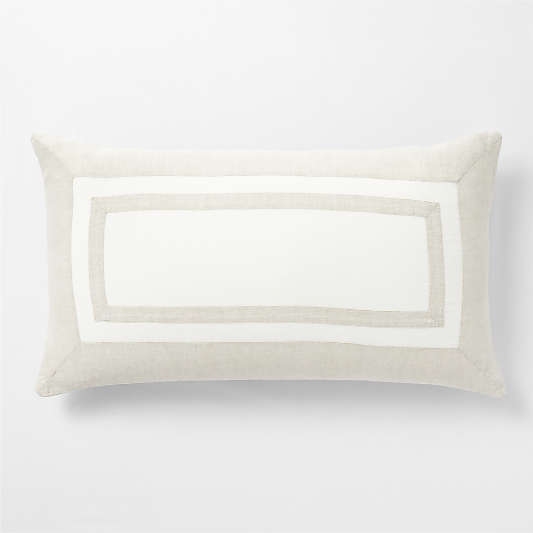 New Natural EUROPEAN FLAX ™-Certified Linen Border Crisp White/Arcadia Tan King Bed Pillow Sham