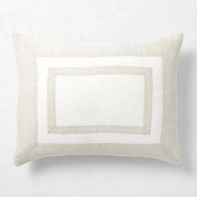 View Aire Natural EUROPEAN FLAX ™-Certified Linen Border Crisp White/Arcadia Tan Standard Bed Pillow Sham details