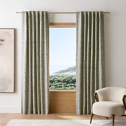 EUROPEAN FLAX â„¢-Certified Textured Linen Burnt Green Blackout Window Curtain Panel 48"x84"