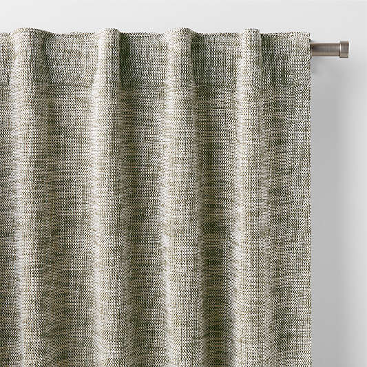 EUROPEAN FLAX ™-Certified Textured Linen Burnt Green Blackout Window Curtain Panel