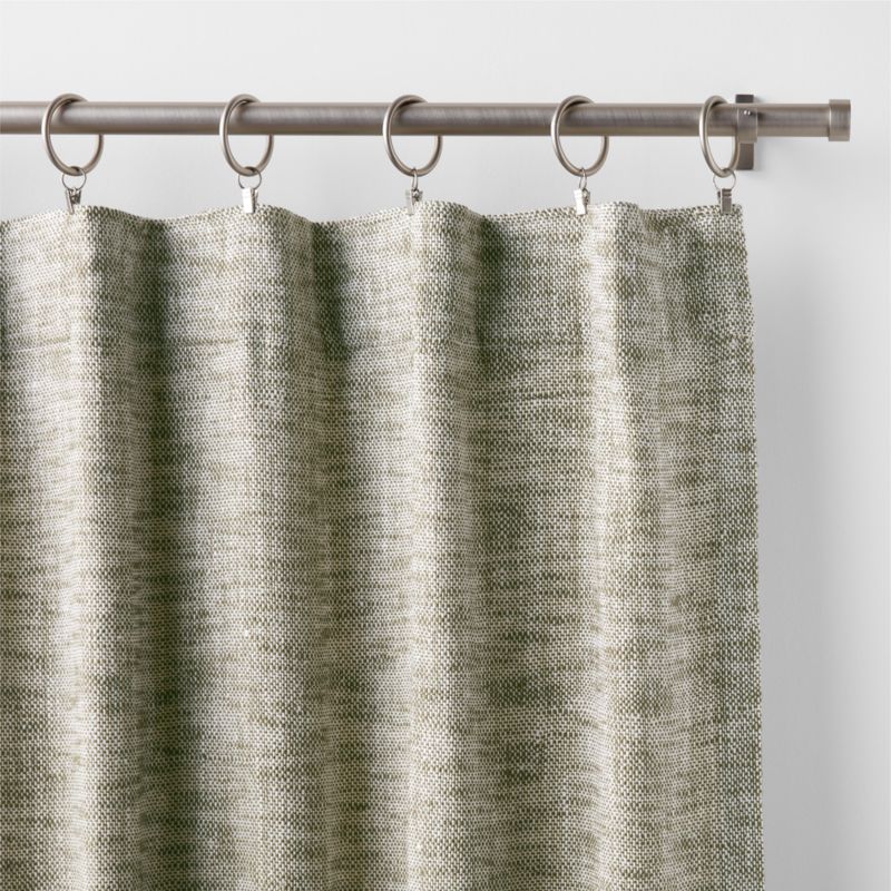 EUROPEAN FLAX ™-Certified Textured Linen Burnt Green Window Curtain Panel 48"x84" - image 1 of 6