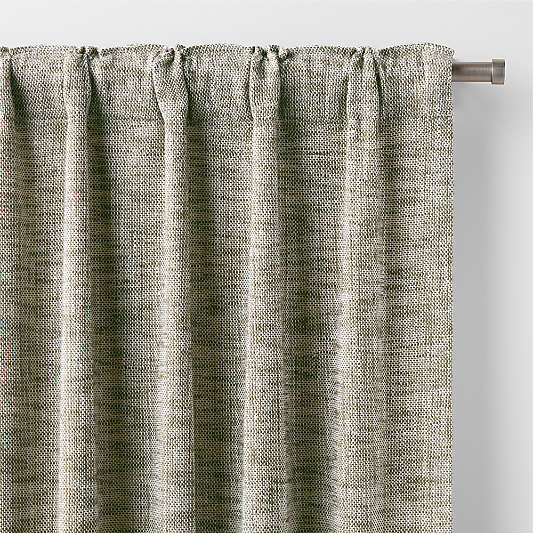 EUROPEAN FLAX ™-Certified Textured Linen Burnt Green Blackout Window Curtain Panel