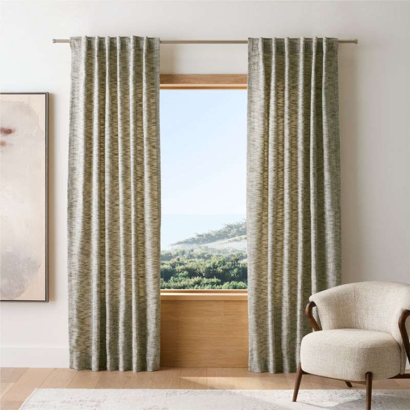 EUROPEAN FLAX ™-Certified Textured Linen Burnt Green Window Curtain Panel 48"x84" - image 0 of 6