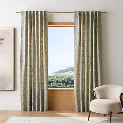 EUROPEAN FLAX ™-Certified Textured Linen Burnt Green Window Curtain Panel 48"x108"