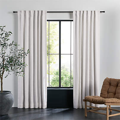 EUROPEAN FLAX ™-Certified Textured Linen Crisp White Blackout Window Curtain Panel 48"x120"