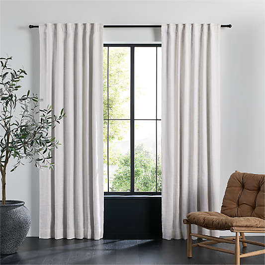 EUROPEAN FLAX ™-Certified Textured Linen Crisp White Blackout Window Curtain Panel