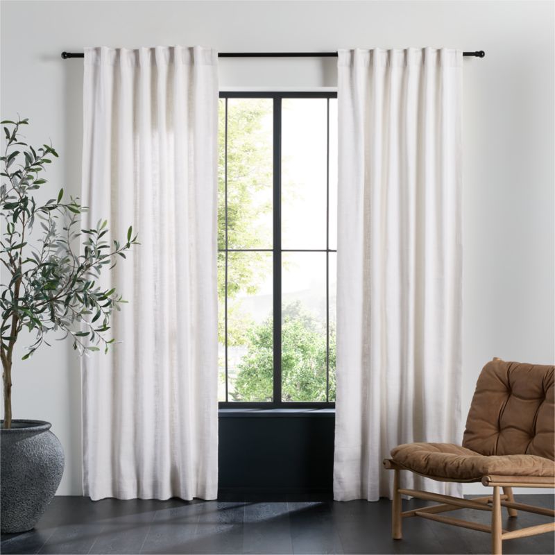 EUROPEAN FLAX ™-Certified Textured Linen Crisp White Window Curtain Panel 48"x84" - image 0 of 6