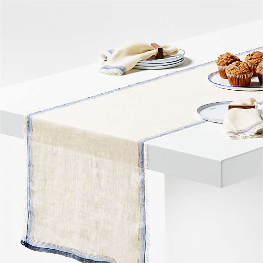 Blue Striped EUROPEAN FLAX ™-Certified Linen Table Runner